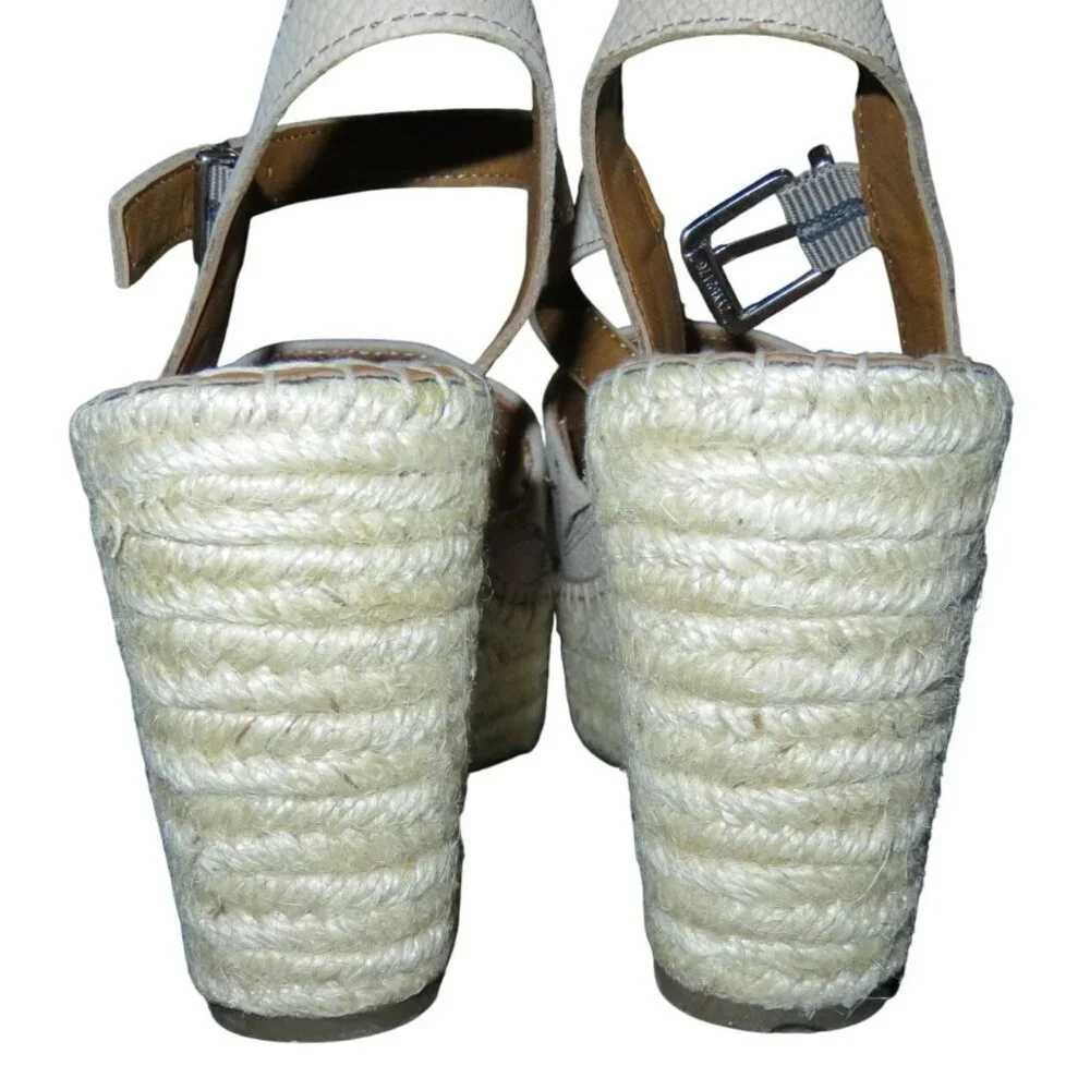 Franco Sarto Takara Tan Espadrille Leather Upper Platform Wedge Sandal sz 8.5